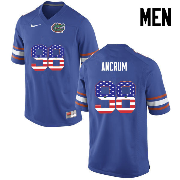 Men Florida Gators #98 Luke Ancrum College Football USA Flag Fashion Jerseys-Blue - Click Image to Close